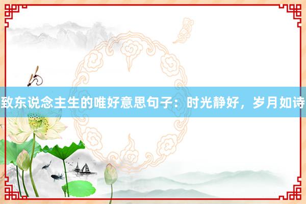 致东说念主生的唯好意思句子：时光静好，岁月如诗
